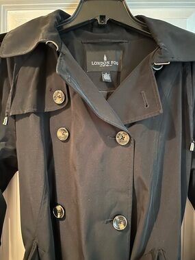 London Fog Black Double-Breasted Full Length Trench Coat